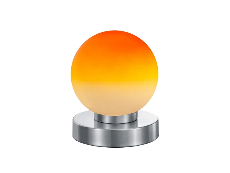 LED Nachttischlampe touch Kugel-Lampe, Höhe 15cm, dimmbar, LED wechselbar, Warmweiß, kleine Tischlampe mit Glas-Kugel, Tischleuchte inkl. E14 LED fra Reality i Orange, Sølv – produktbillede