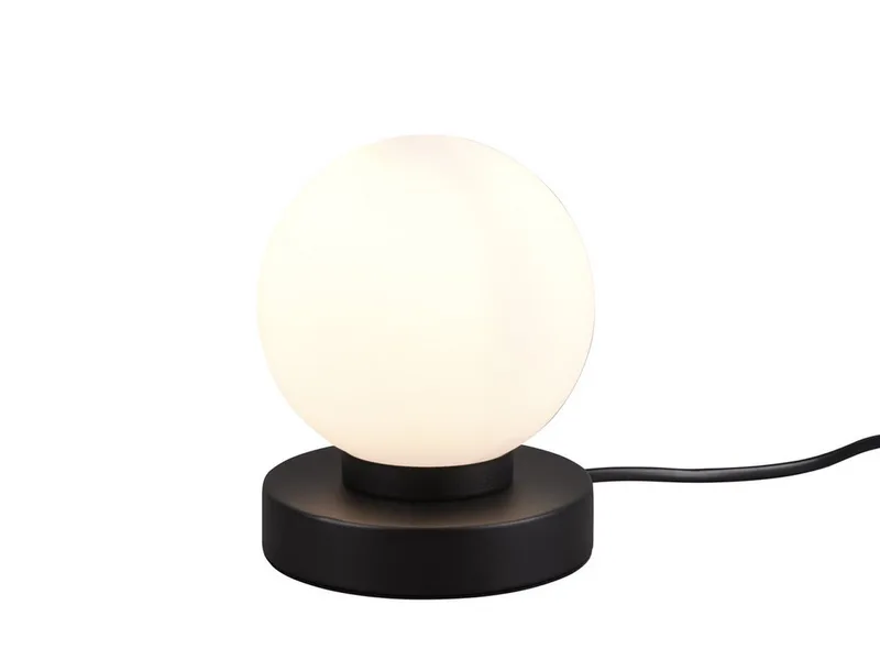 LED Nachttischlampe touch Kugel-Lampe, Höhe 15cm, dimmbar, LED wechselbar, Warmweiß, kleine Tischlampe mit Glas-Kugel, Tischleuchte inkl. E14 LED de Reality en Noir – photo produit 1 sur 5