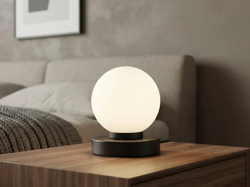 LED Nachttischlampe touch Kugel-Lampe, Höhe 15cm, dimmbar, LED wechselbar, Warmweiß, kleine Tischlampe mit Glas-Kugel, Tischleuchte inkl. E14 LED de Reality en Noir – photo produit 2 sur 5