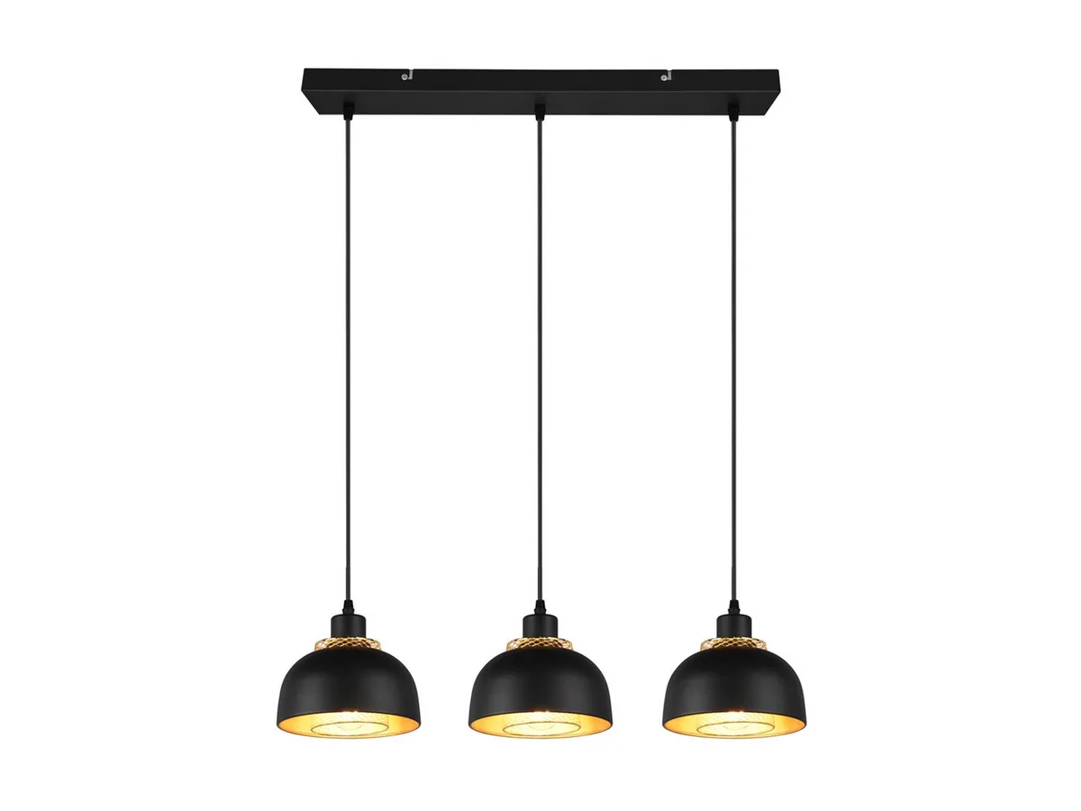 LED Pendelleuchte aus Metall in Gold, Breite 68cm, dimmbar, LED wechselbar, warmweiß, Esszimmer-lampe dreiflammig hängend über Kücheninsel, inkl. E27 LED fra Reality i Sort – produktbillede