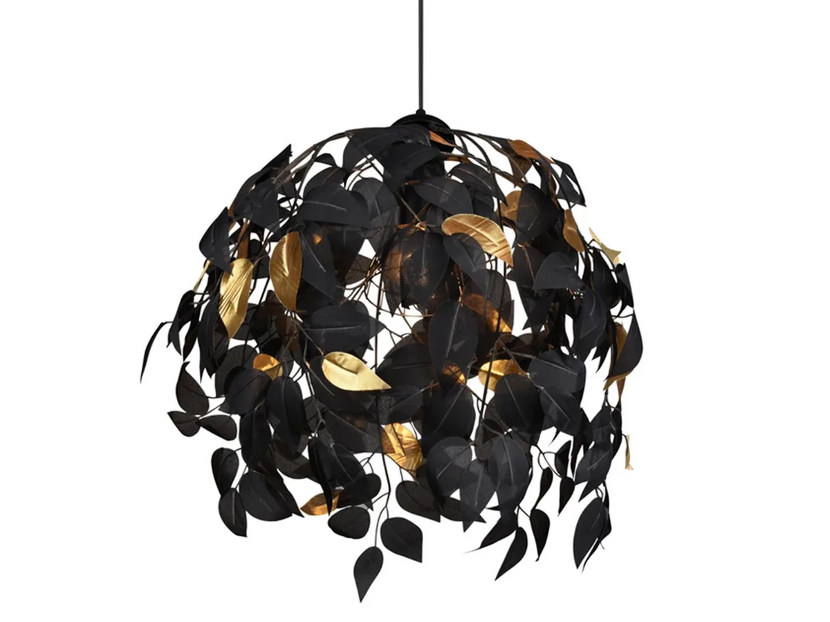 LED Pendelleuchte Blattlampe Ø 38cm inkl. E27 LED, dimmbar, LED wechselbar, Warmweiß, Ausgefallene Esstisch-Lampe hängend skandinavisch, Wohnzimmer-Lampe von Reality in Schwarz – Produktfoto