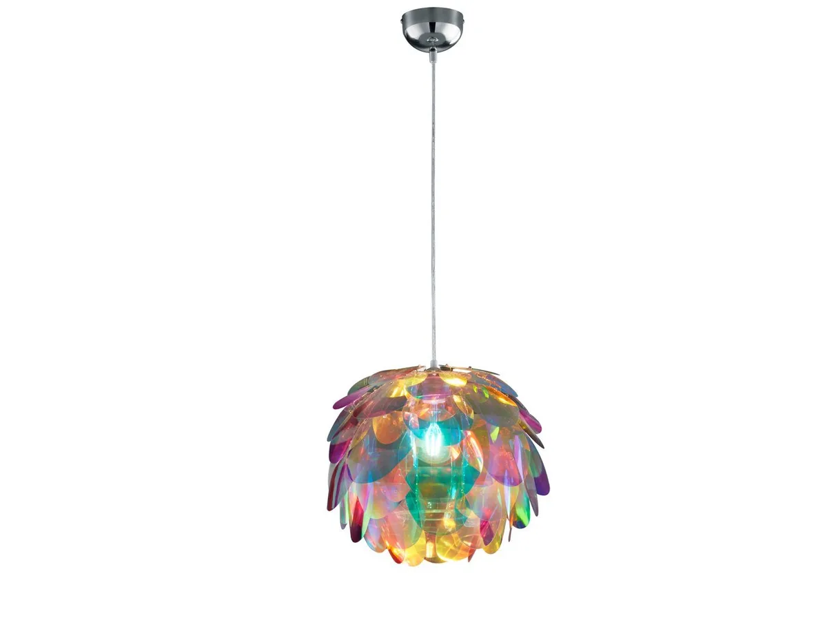 LED Pendelleuchte bunt irisierend Ø 40cm inkl. E27 LED, dimmbar, LED wechselbar, Warmweiß, ausgefallene Esstisch-Lampe hängend Bunt, Wohnzimmer Esszimmertisch fra Reality i Flerfarvet – produktbillede