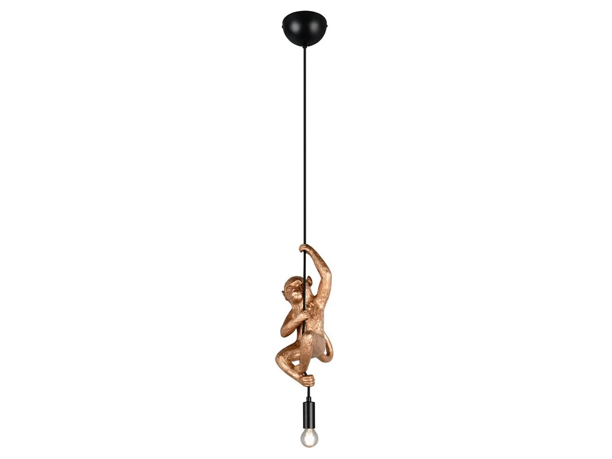 LED Pendelleuchte, Dimmfunktion, LED wechselbar, warmweiß, ausgefallene für Esstisch klein-e Affenlampe hängend, Breite 14,5cm de Reality en Or, Noir – photo produit