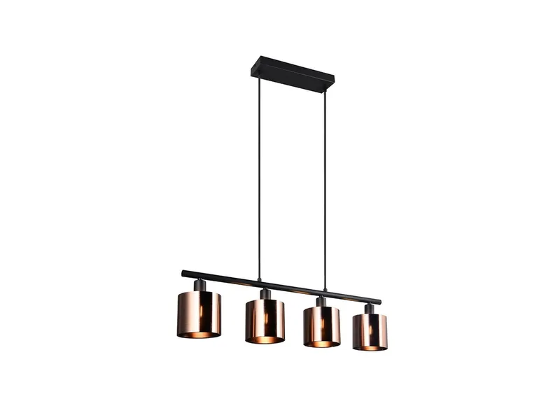 LED Pendelleuchte, Dimmfunktion, LED wechselbar, Warmweiß, Esstisch Lampe hängend mehrflammig Lampenschirme Bronzefarbig, B: 75cm by Reality in Brown, Black – product photo