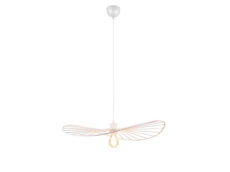 LED Pendelleuchte, Dimmfunktion, LED wechselbar, Warmweiß, für über-n Esstisch Retro Style dimmbar Lampenschirm 60cm von Reality in Weiß – Produktfoto