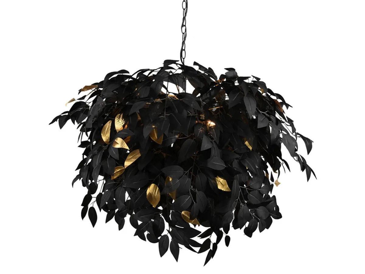 LED Pendelleuchte große Blattlampe Ø 70cm inkl. E14 LEDs, dimmbar, LED wechselbar, Warmweiß, ausgefallene Esstisch-Lampe hängend skandinavisch, Wohnzimmer-Lampe de Reality en Noir – photo produit