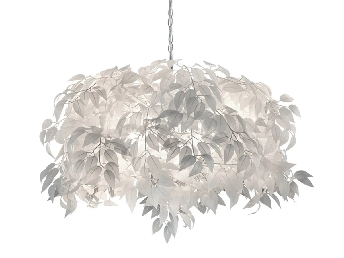 LED Pendelleuchte große Blattlampe Ø 70cm inkl. E14 LEDs, dimmbar, LED wechselbar, Warmweiß, ausgefallene Esstisch-Lampe hängend skandinavisch, Wohnzimmer-Lampe fra Reality i Hvid – produktbillede