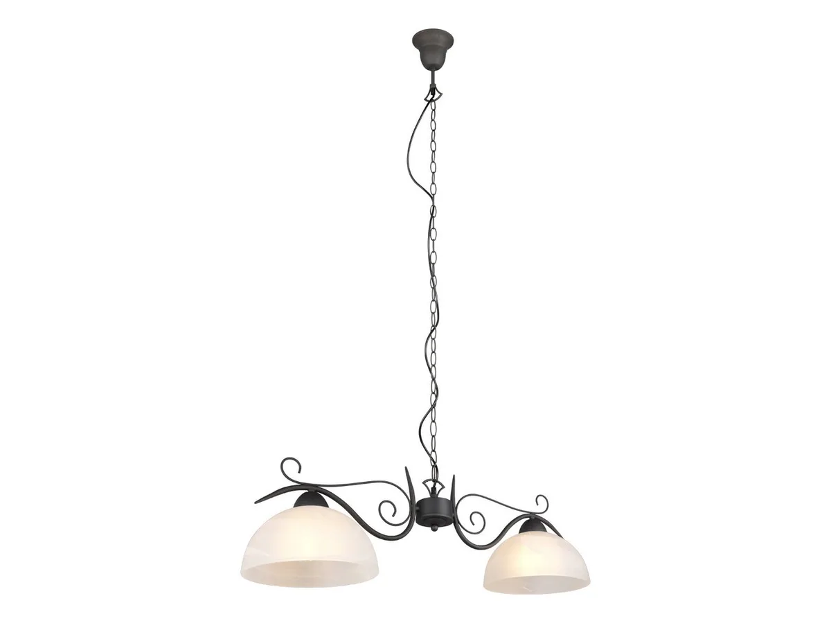 LED Pendelleuchte Landhaus, Glasschirme Weiß Breite 82cm, dimmbar, LED wechselbar, Warmweiß, Esstisch-Lampe hängend, Esszimmerlampe, Kücheninsel inkl. E27 LED von Reality in Braun – Produktfoto