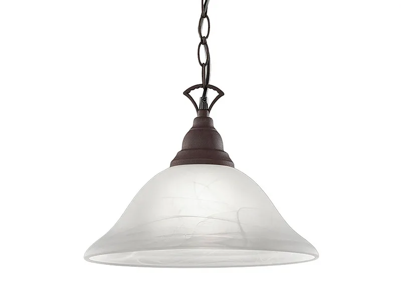 LED Pendelleuchte Landhaus mit Glasschirm Weiß Ø 33,5cm, dimmbar, LED wechselbar, Warmweiß, Esstisch-Lampe hängend, Esszimmerlampe einflammig inkl. E27 LED de Reality en Marron – photo produit