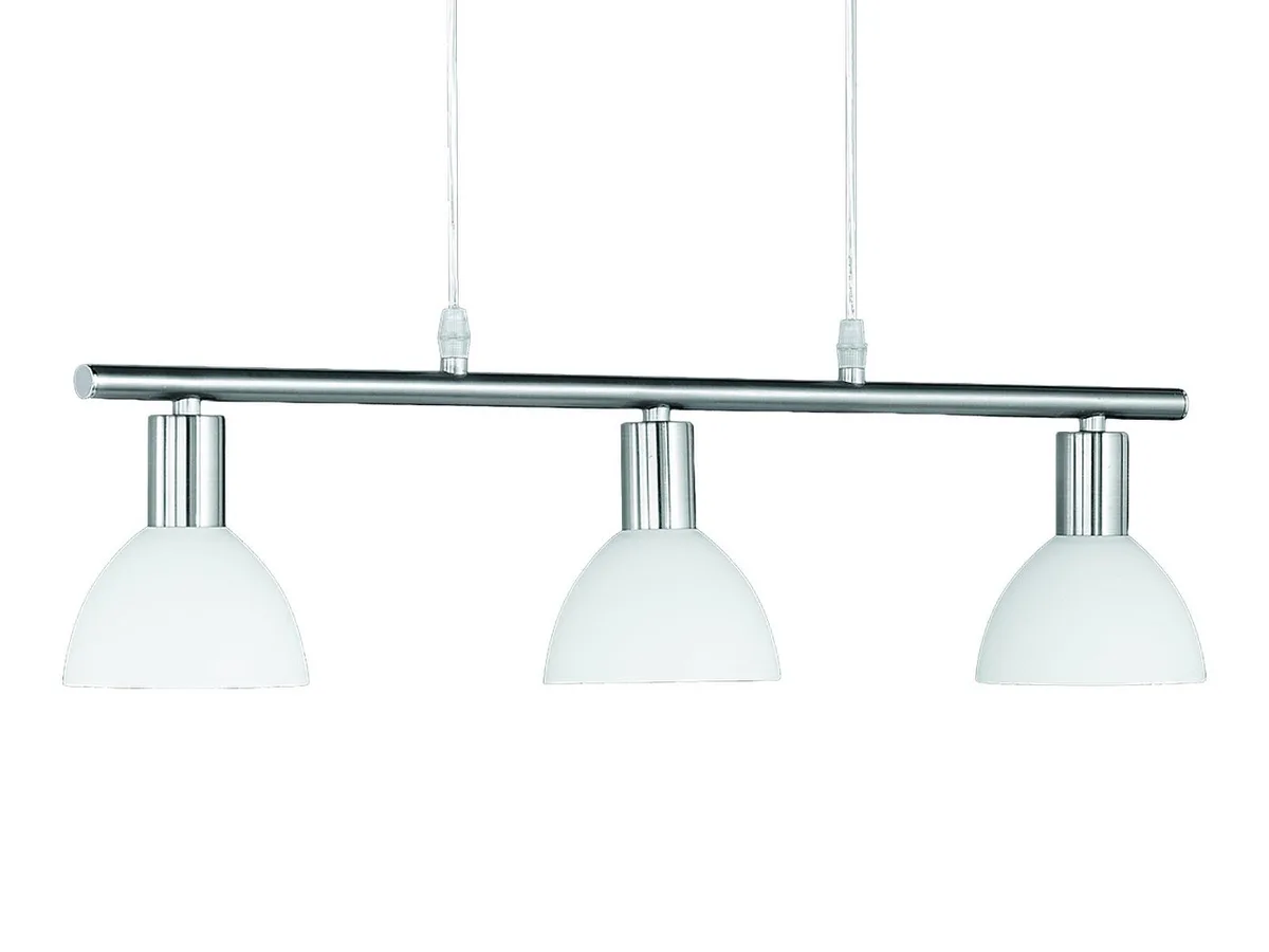LED Pendelleuchte mit Glas Lampenschirmen, Breite 61cm, dimmbar, LED wechselbar, Warmweiß, Designklassiker Esstisch-lampe & Küchenlampe hängend, inkl. E14 LED de Reality en Argent – photo produit