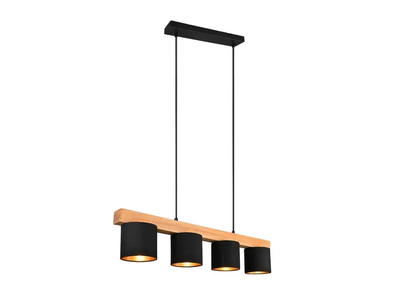 LED Pendelleuchte mit Holz-Balken, Breite 75cm, Dimmfunktion, LED wechselbar, Warmweiß, Balkenlampe skandinavisch, Esszimmerlampe Esstisch inkl. Leuchtmittel de Reality en Noir – photo produit 1 sur 5