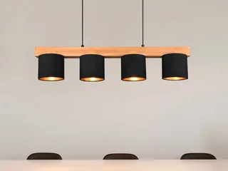 LED Pendelleuchte mit Holz-Balken, Breite 75cm, Dimmfunktion, LED wechselbar, Warmweiß, Balkenlampe skandinavisch, Esszimmerlampe Esstisch inkl. Leuchtmittel de Reality en Noir – photo produit 5 sur 5