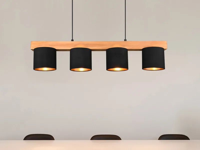 LED Pendelleuchte mit Holz-Balken, Breite 75cm, Dimmfunktion, LED wechselbar, Warmweiß, Balkenlampe skandinavisch, Esszimmerlampe Esstisch inkl. Leuchtmittel de Reality en Noir – photo produit 5 sur 5