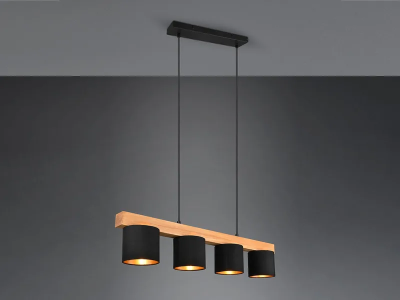 LED Pendelleuchte mit Holz-Balken, Breite 75cm, Dimmfunktion, LED wechselbar, Warmweiß, Balkenlampe skandinavisch, Esszimmerlampe Esstisch inkl. Leuchtmittel de Reality en Noir – photo produit 3 sur 5