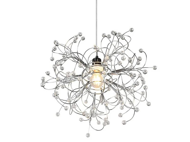 LED Pendelleuchte Silber Chrom mit Acryl Kristall, Ø 52cm, dimmbar, LED wechselbar, in 3 Stufen dimmbar über Lichtschalter, warmweiß, Designer Kristall Kugel-Lampe ausgefallen hängend Esstisch groß Ø52cm de Reality en Argent – photo produit