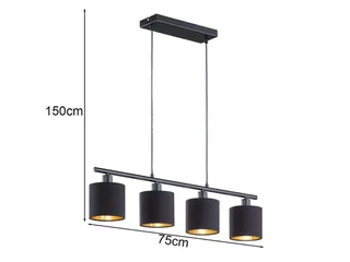 LED Pendelleuchte Stoffschirme Gold, Breite 75cm, dimmbar, LED wechselbar, Warmweiß, mehrflammig, Esstisch-Lampe hängend, Esszimmerlampe inkl. E14 LEDs de Reality en Noir – photo produit 4 sur 5