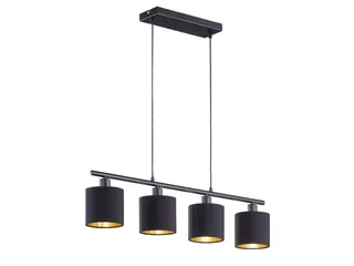 LED Pendelleuchte Stoffschirme Gold, Breite 75cm, dimmbar, LED wechselbar, Warmweiß, mehrflammig, Esstisch-Lampe hängend, Esszimmerlampe inkl. E14 LEDs de Reality en Noir – photo produit 1 sur 5