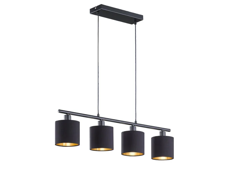 LED Pendelleuchte Stoffschirme Gold, Breite 75cm, dimmbar, LED wechselbar, Warmweiß, mehrflammig, Esstisch-Lampe hängend, Esszimmerlampe inkl. E14 LEDs de Reality en Noir – photo produit 1 sur 5