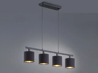 LED Pendelleuchte Stoffschirme Gold, Breite 75cm, dimmbar, LED wechselbar, Warmweiß, mehrflammig, Esstisch-Lampe hängend, Esszimmerlampe inkl. E14 LEDs de Reality en Noir – photo produit 3 sur 5