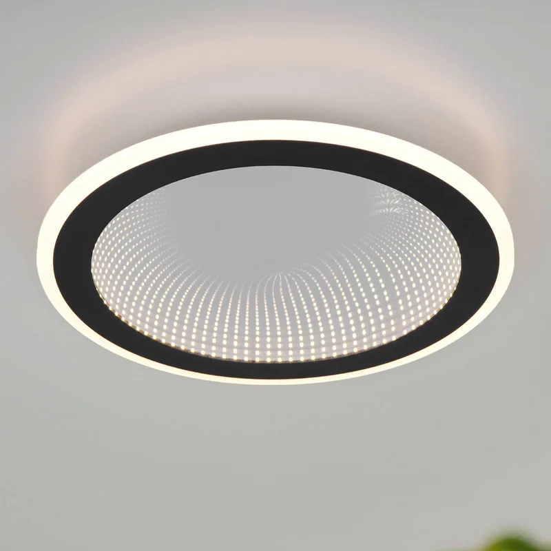 LED plafondlamp Glace, CCT, dimbaar, metaal van Reality in Zwart – productfoto