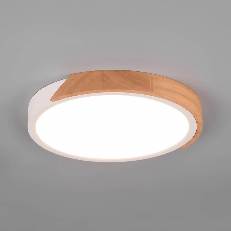 LED plafondlamp Jano, Ø 31,5 cm, 3.000K, wit by Reality in White, Helder hout – product photo