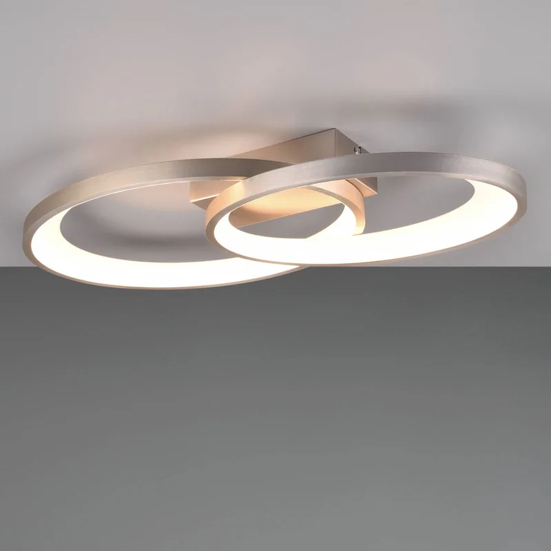 LED plafondlamp Malaga met 2 ringen fra Reality i Mat nikkel – produktbillede