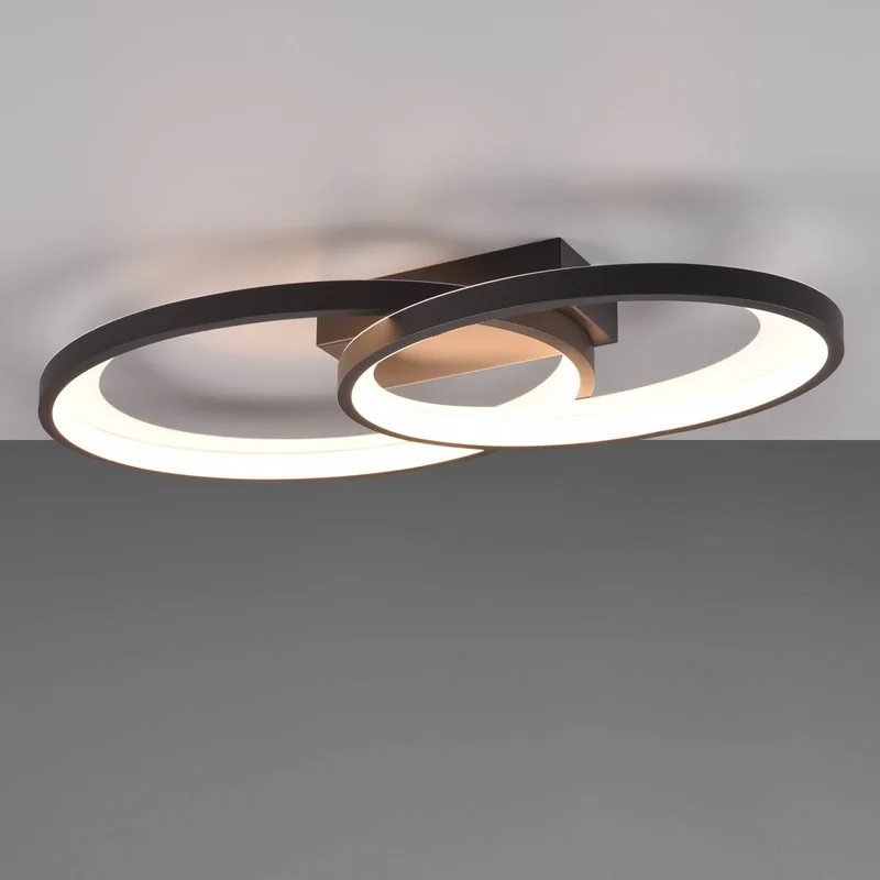 LED plafondlamp Malaga met 2 ringen van Reality in Zwart – productfoto