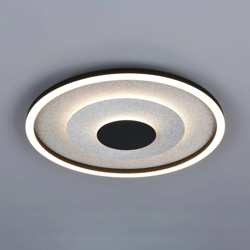 LED plafondlamp Yomo, zwart, metaal, 3.000 K fra Reality i Sort, Hvid – produktbillede