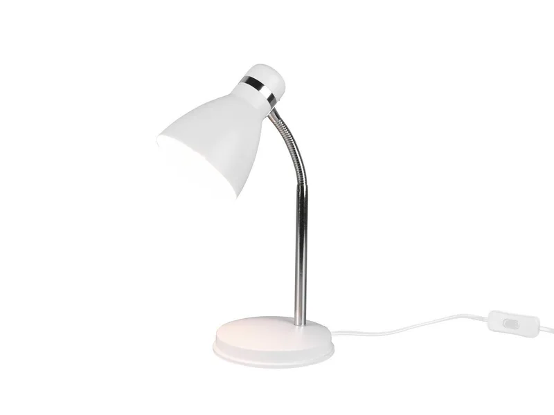 LED Schreibtischlampe, LED wechselbar, Warmweiß, Arbeitsplatz-leuchte & Leselampe Schwanenhals-lampe Nachttisch, H 33cm de Reality en Argent, Blanc – photo produit