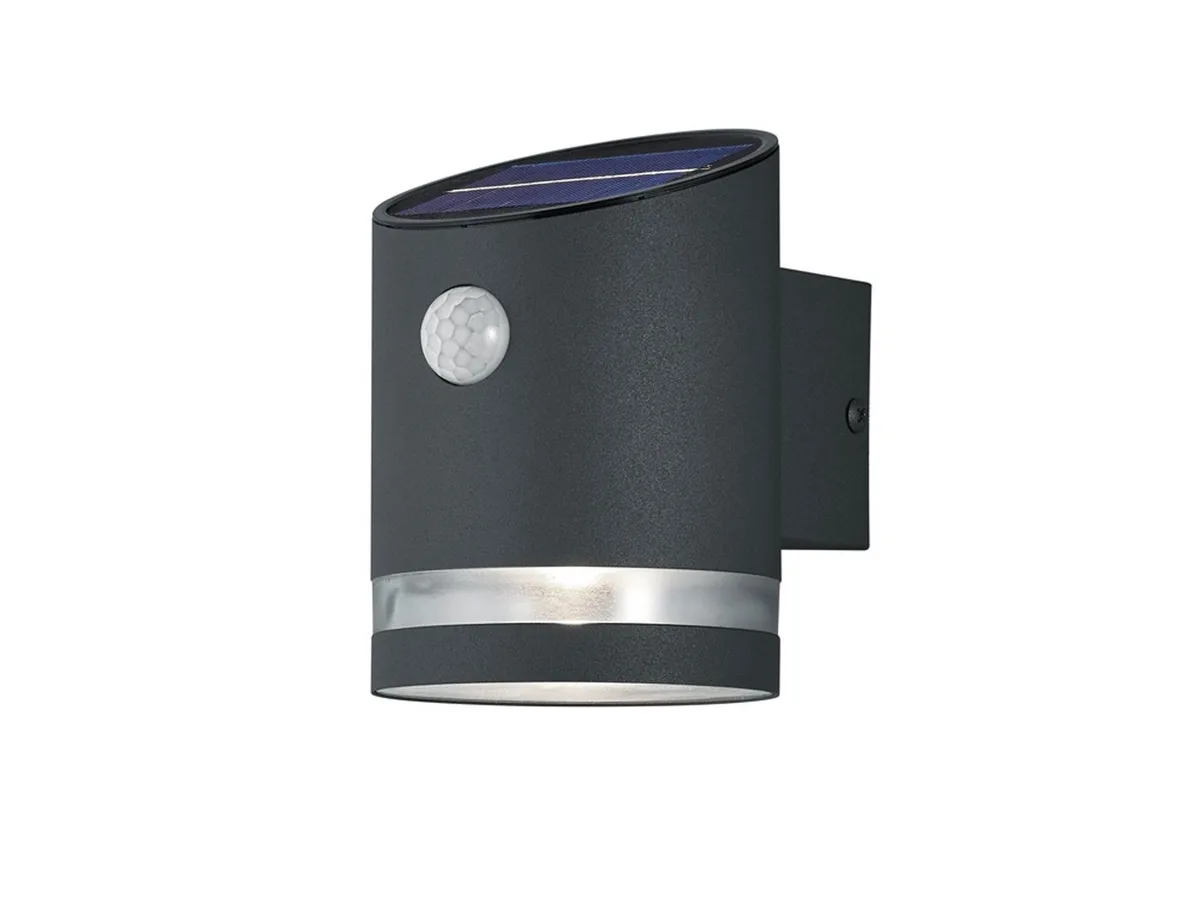 LED Solarleuchte, Bewegungsmelder, LED fest integriert, Warmweiß, 2er Set Außenbeleuchtung Hauswand mit Bewegungsmelder Anthrazit IP 44 van Reality in Grijs – productfoto