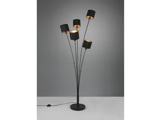 LED Stehlampe 5-flammig mit Stoffschirmen, Höhe 163cm, dimmbar, LED wechselbar, Warmweiß, ausgefallene Stehleuchte, Wohnzimmer Lampe stehend inkl. E14 LEDs van Reality in Zwart – productfoto 3 van 5