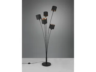 LED Stehlampe 5-flammig mit Stoffschirmen, Höhe 163cm, dimmbar, LED wechselbar, Warmweiß, ausgefallene Stehleuchte, Wohnzimmer Lampe stehend inkl. E14 LEDs van Reality in Zwart – productfoto 5 van 5