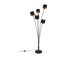 LED Stehlampe 5-flammig mit Stoffschirmen, Höhe 163cm, dimmbar, LED wechselbar, Warmweiß, ausgefallene Stehleuchte, Wohnzimmer Lampe stehend inkl. E14 LEDs van Reality in Zwart – productfoto 1 van 5