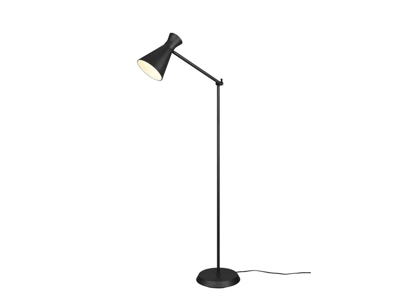 LED Stehlampe, Dimmfunktion, LED wechselbar, Warmweiß, Leselampe Ecke dimmbar, Designklassiker Industrial, H: 150cm fra Reality i Sort – produktbillede