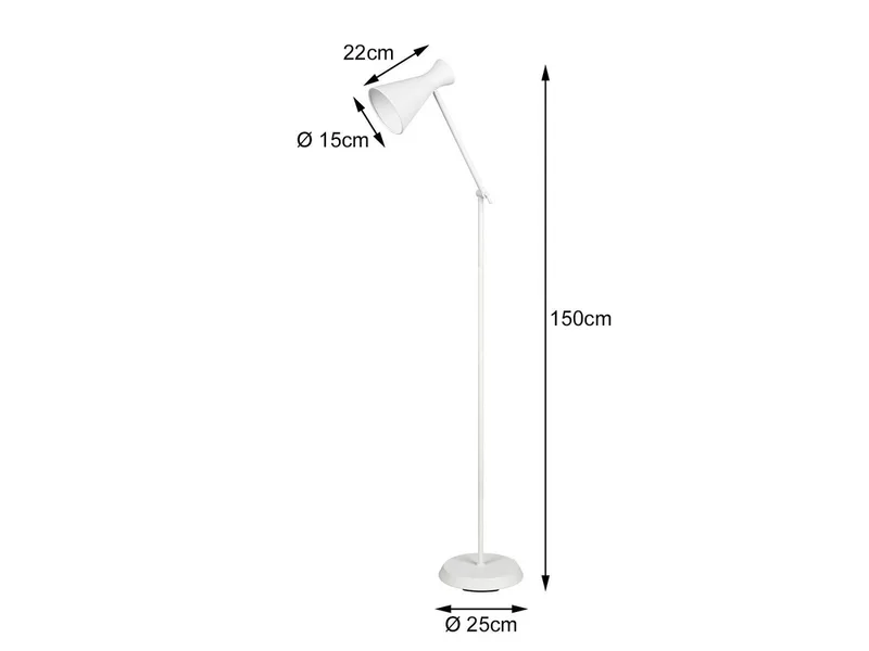 LED Stehlampe, Dimmfunktion, LED wechselbar, Warmweiß, Leselampe Ecke dimmbar, Designklassiker Industrial, Höhe 150cm de Reality en Blanc – photo produit 4 sur 5