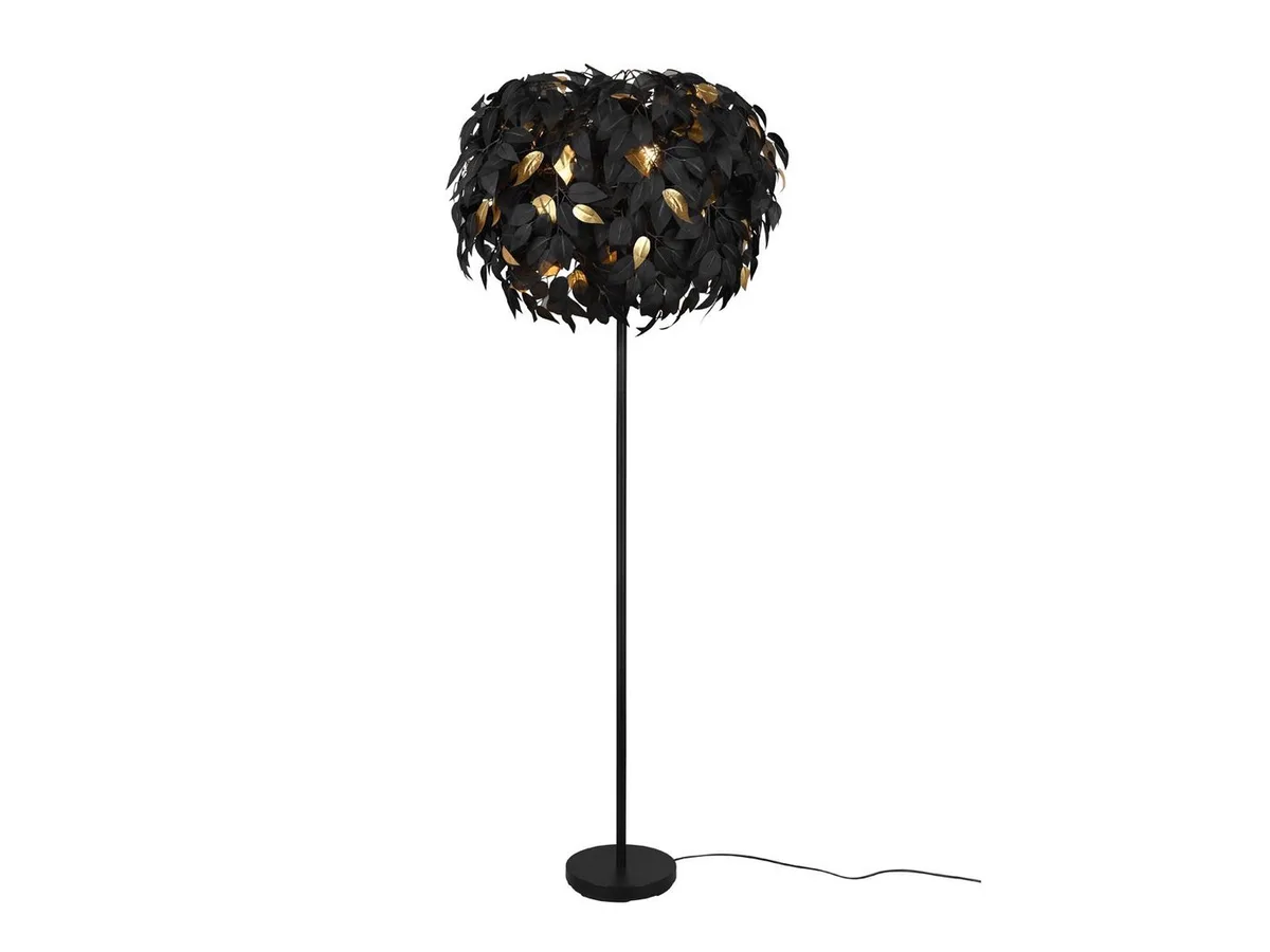 LED Stehlampe große Blattlampe 180cm inkl. E14 LEDs, dimmbar, LED wechselbar, Warmweiß, ausgefallene moderne Stehleuchte skandinavisch Wohnzimmerlampe stehend von Reality in Schwarz – Produktfoto
