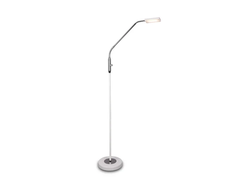 LED Stehlampe Leselampe Metall Weiß & Chrom, Ø 23cm, Dimmfunktion, LED fest integriert, Warmweiß, kleine Schwanenhalslampe dimmbar Weiß & Chrom fra Reality i Hvid – produktbillede