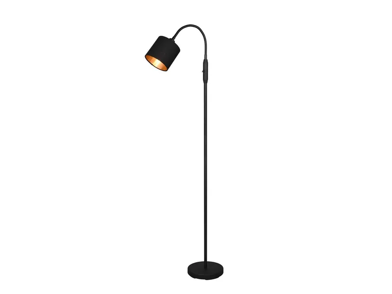 LED Stehlampe mit Flexarm & Stoffschirm, Höhe 130cm, Dimmfunktion, LED wechselbar, Warmweiß, kleine Lese Stehleuchte zum Lesen mit Schwanenhals, inkl. Leuchtmittel von Reality in Schwarz – Produktfoto