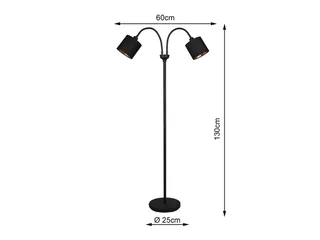 LED Stehlampe mit Flexarm & Stoffschirmen, Höhe 130cm, dimmbar, LED wechselbar, Warmweiß, kleine Stehleuchte zum Lesen, Wohnzimmer Lese-Lampe inkl. E14 LED von Reality in Schwarz – Produktfoto 4 von 5