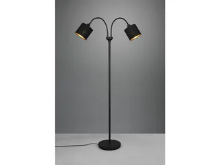 LED Stehlampe mit Flexarm & Stoffschirmen, Höhe 130cm, dimmbar, LED wechselbar, Warmweiß, kleine Stehleuchte zum Lesen, Wohnzimmer Lese-Lampe inkl. E14 LED von Reality in Schwarz – Produktfoto 3 von 5