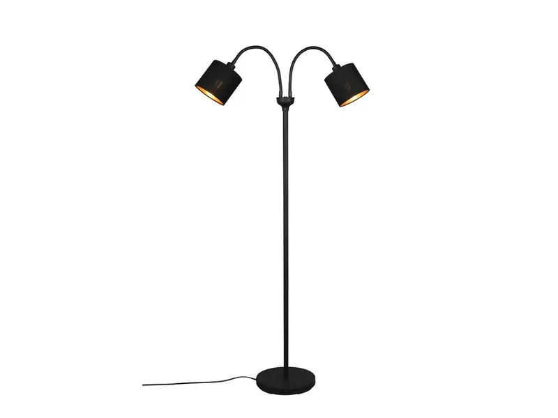 LED Stehlampe mit Flexarm & Stoffschirmen, Höhe 130cm, dimmbar, LED wechselbar, Warmweiß, kleine Stehleuchte zum Lesen, Wohnzimmer Lese-Lampe inkl. E14 LED von Reality in Schwarz – Produktfoto 1 von 5