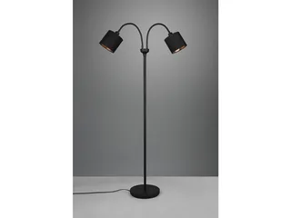 LED Stehlampe mit Flexarm & Stoffschirmen, Höhe 130cm, dimmbar, LED wechselbar, Warmweiß, kleine Stehleuchte zum Lesen, Wohnzimmer Lese-Lampe inkl. E14 LED von Reality in Schwarz – Produktfoto 5 von 5