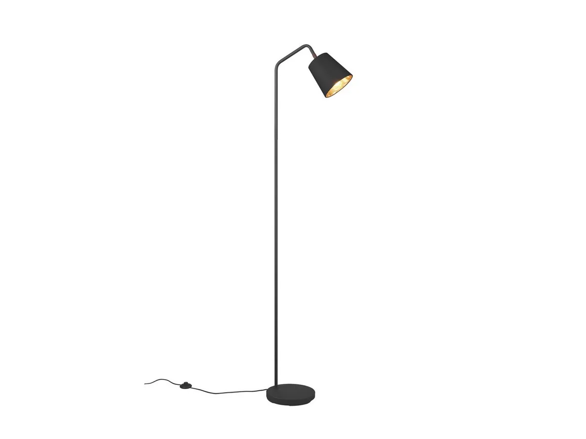 LED Stehlampe schwenkbar mit Stoffschirm, Höhe 148cm, dimmbar, LED wechselbar, Warmweiß, Designklassiker zum lesen Wohnzimmer-lampe stehend Ecke, inkl. E27 LED von Reality in Schwarz – Produktfoto