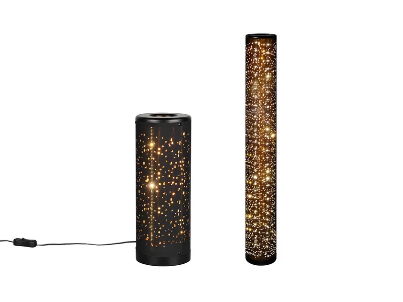 LED Stehlampe SET mit Tischlampe, 103cm & 34cm, LED fest integriert, Warmweiß, ausgefallene schmale Lichtsäule-n Wohnzimmer-lampen mit Sterneneffekt de Reality en Noir – photo produit