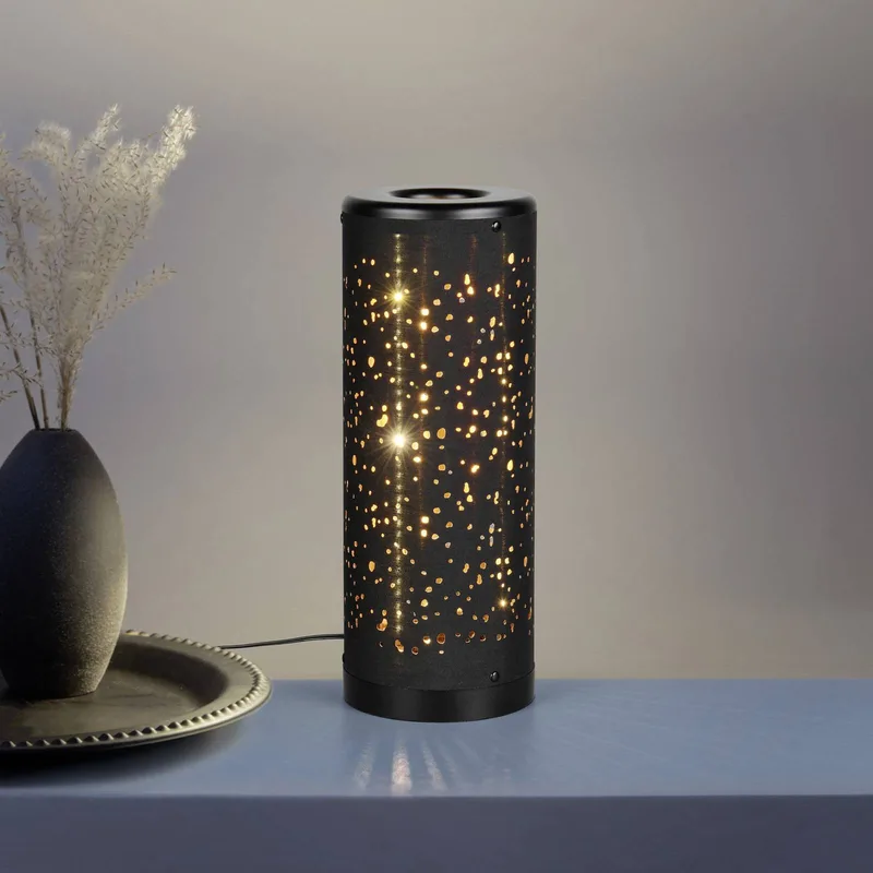 LED tafellamp Taco, kunststof, hoogte 34,5 cm von Reality in Schwarz – Produktfoto