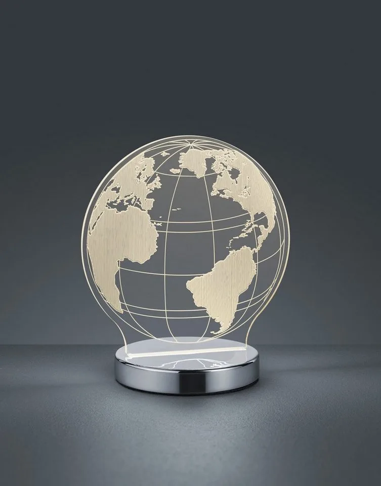 LED Tischleuchte Globe, Farbwechsel, LED fest integriert, Farbwechsler, Tischlampe, Weltkugel Design, Acrylplatte, Lichtfarbe einstellbar by Reality in Silver – product photo