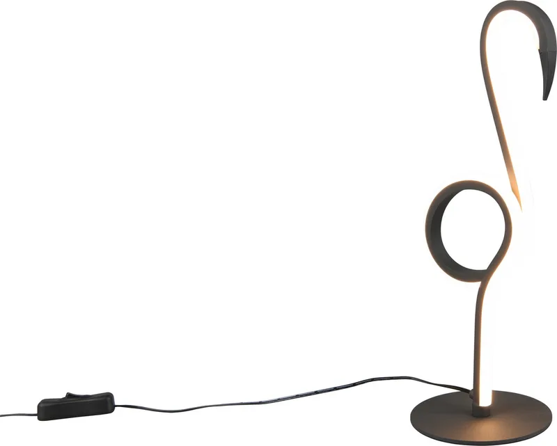 LED Tischleuchte INGO, LED Tischlampe in Flamingo Form, 6W 550 Lumen 300K warmweiß, Ein-/Ausschalter, LED fest integriert, Warmweiß, Flamingo Lampe mit Schnurschalter, Höhe 35 cm Ø 12 cm Tiefe 14,5 cm von Reality in Schwarz – Produktfoto