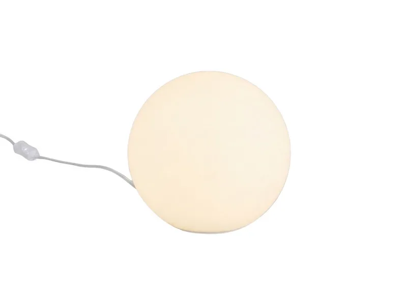 LED Tischleuchte Kugel-Lampe Ø 20cm inkl. E27 LED, dimmbar, LED wechselbar, warmweiß, kleine Glaskugel Nacht-Tischlampe, Lampenschirm Opal-Glas de Reality en Blanc – photo produit