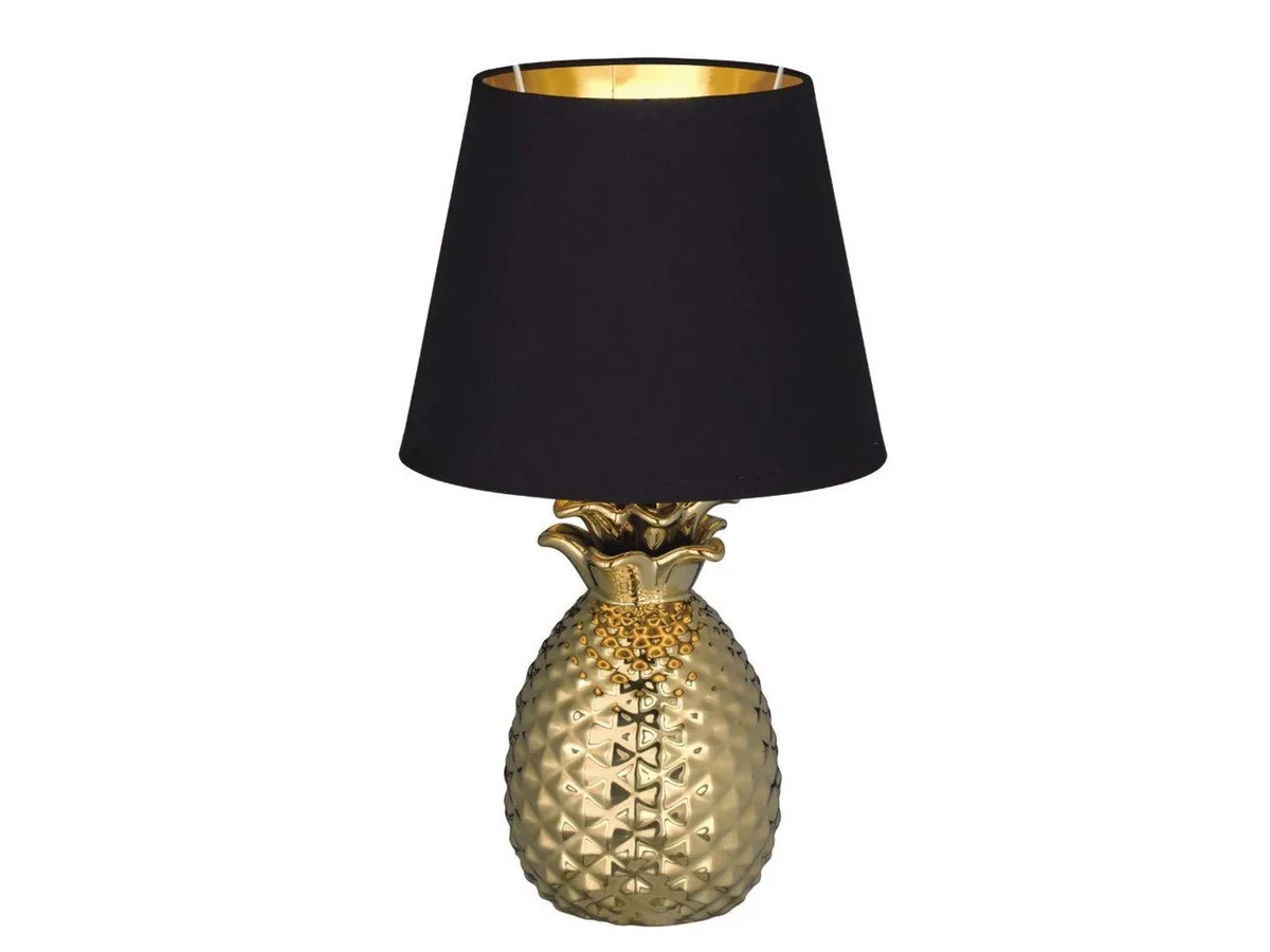 LED Tischleuchte, LED wechselbar, Warmweiß, besondere ausgefallene Designer-lampe Fensterbank Schwarz Gold, H 35cm von Reality in Gold, Schwarz – Produktfoto