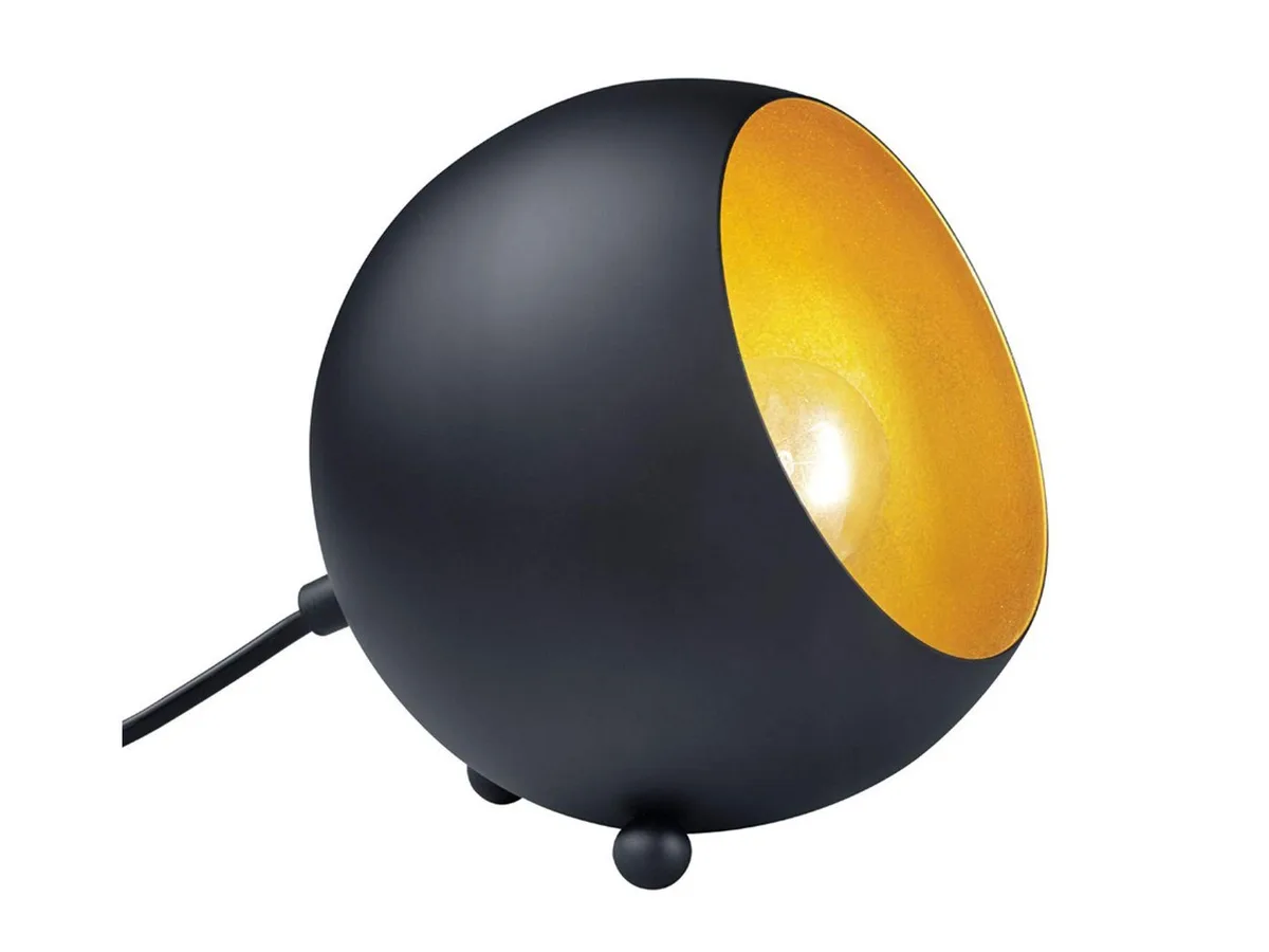 LED Tischleuchte, LED wechselbar, Warmweiß, kleine Vintage Kugel Gold für Nachttisch & Fensterbank, H 16cm by Reality in Black – product photo